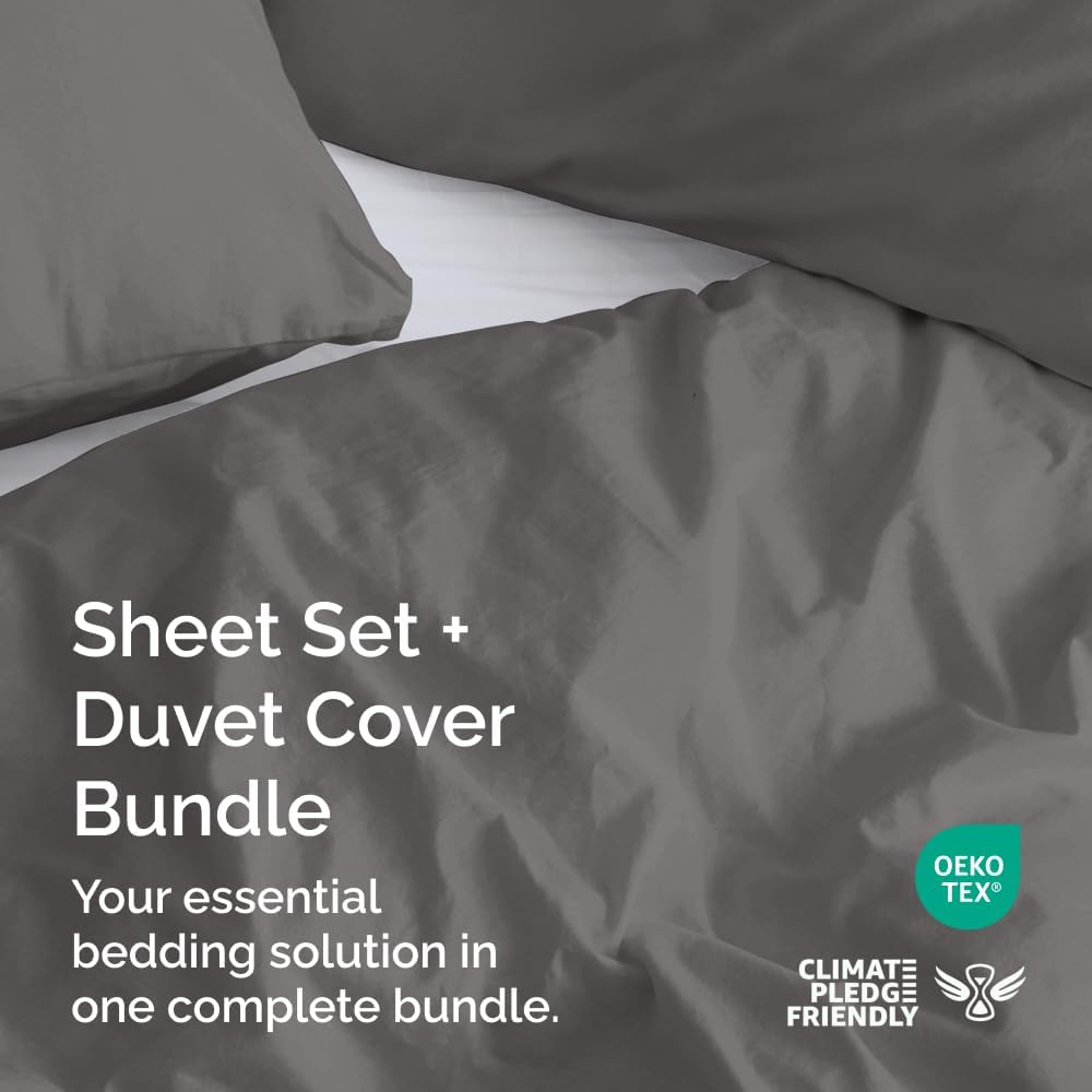 Regine Switzerland 6-Piece Dark Grey Queen Bed Sheet Set - Extra Deep Pockets, Soft & Wrinkle-Free