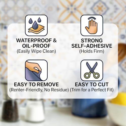 24 Peel and Stick Tile Stickers for Kitchen & Bathroom Décor