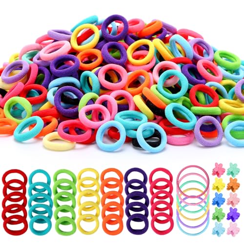 auroray 360PCS Soft Cotton Baby Hair Ties & Toddler Elastics Set