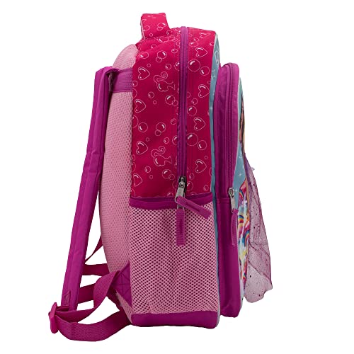 Barbie & Friends Cosplay Backpack, Girls Bookbag with Adjustable Shoulder Straps & Padded Back, 16¡± School Bag w/3D Skirt and Metallic Fabric Tiara.