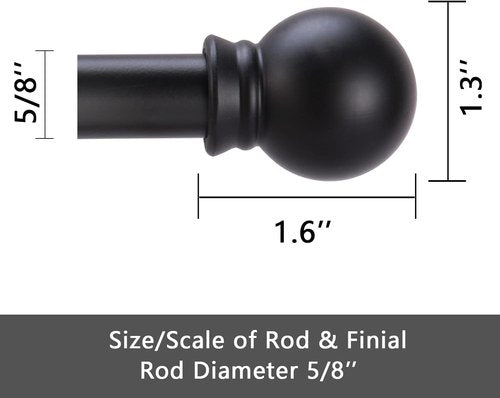 GXOACKJ Black Curtain Rods - Heavy Duty Metal Set for Windows 28 to 78 Inch | 2 Pack with Brackets