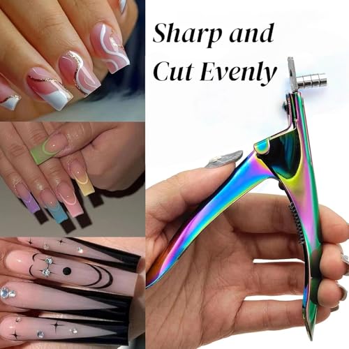 SERADIOO Acrylic Nail Cutter with Magnetic Sizing Guide & Stainless Steel Tip Clipper
