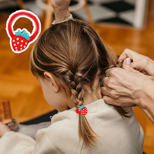 Strawberry Hair Ties 10Pcs Soft Elastic Hair Bands for Girls