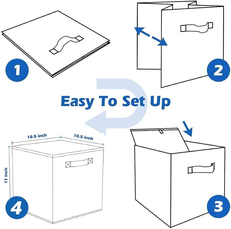 PowerKing Collapsible Storage Cubes - 2 Pack, Black, 10.5"