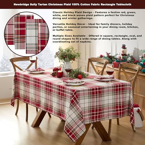 Christmas Sully Red Plaid Fabric Tablecloth 60x120 Inch Rectangular