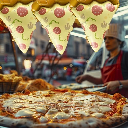 6-Piece Pizza Slice Foil Balloons - 23" Mylar Party Decorations