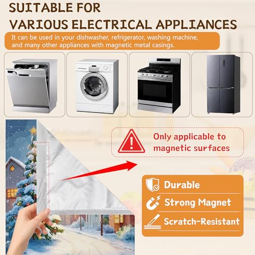 Winter Snow Christmas Tree Dishwasher Magnet Cover 23x26 Inch - Kitchen Decor, Appliance Scratch Cover, Easy Reusable Install