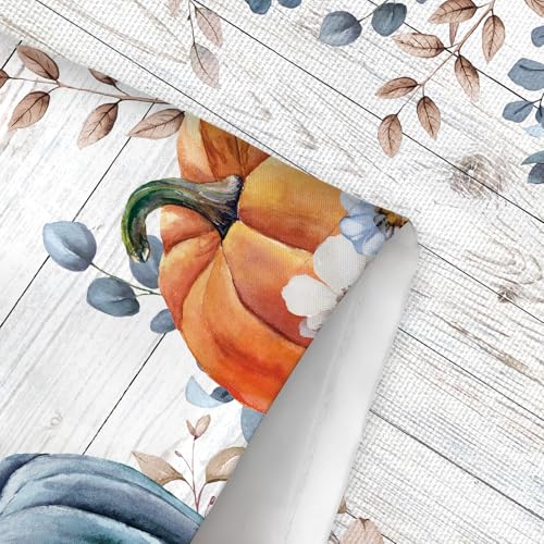 Blue Fall Pumpkin Shower Curtain, 72x72 Rustic Farmhouse Bath Decor (Fall-8)