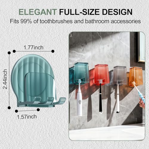 PNORTSD 4-Pack Wall Mounted Toothbrush Holders - Bathroom Organizer for Family