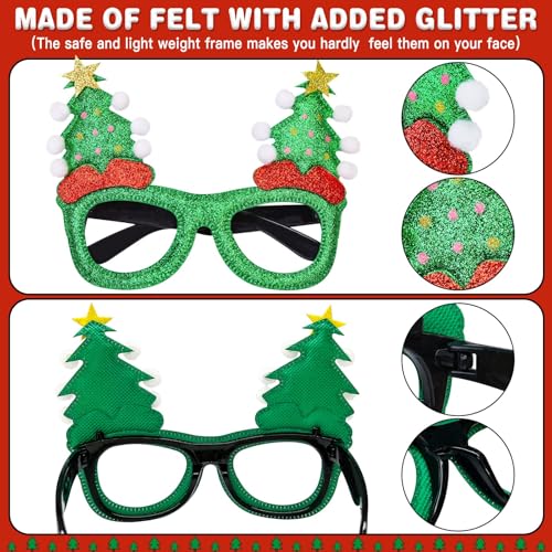 12Pcs Christmas Glitter Glasses Set for Holiday Party Costume Fun - One Size