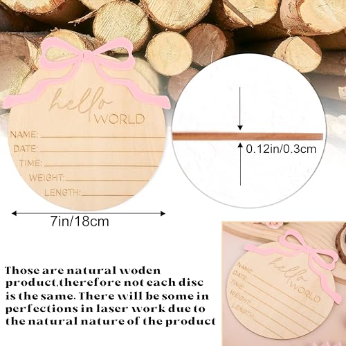 Hello World Wooden Baby Announcement Sign with Bow - Newborn Photo Prop