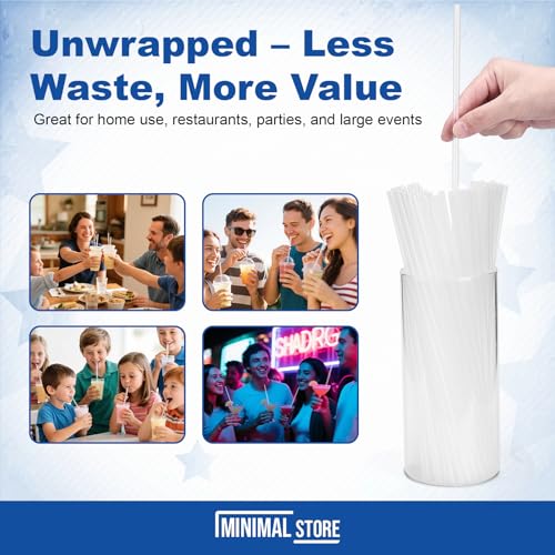 100-Pack Clear Plastic Disposable Drinking Straws, 7.75" BPA-Free Bulk Set