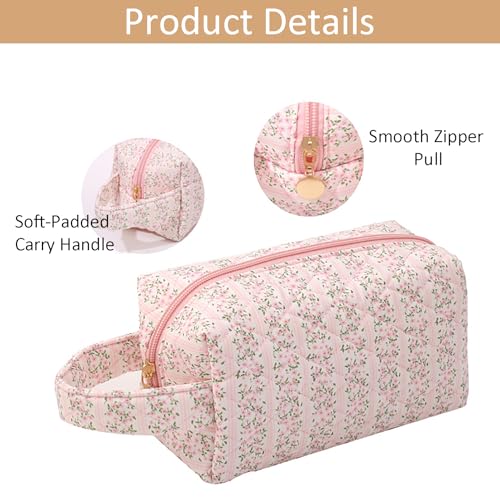 Leisofter Floral Makeup Bag, Cute Large Cosmetic Toiletry Organizer