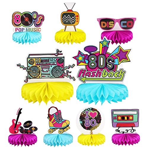80s Retro Honeycomb Centerpieces - 9pcs Table Decorations