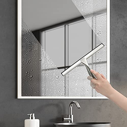 HIWARE 10-Inch Stainless Steel Shower Squeegee for Glass and Bathroom