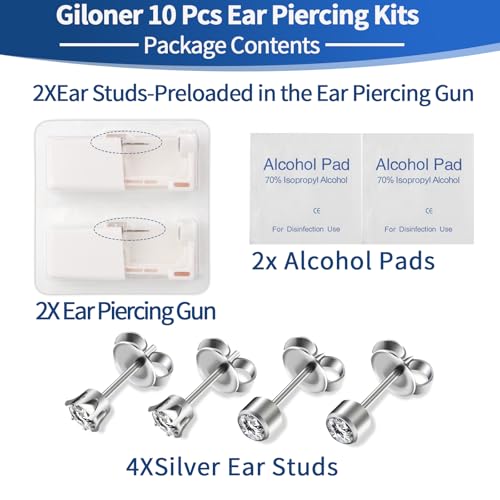 Giloner Disposable Self-Piercing Ear and Nose Piercing Kit with Studs