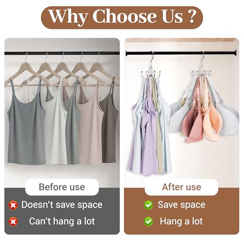 Stackable Bra & Tank Top Hanger - 2 Packs, 16 Hooks, Stainless Steel