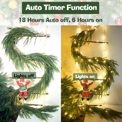 6.56ft Pre-Lit Christmas Garland with 40 LED Lights, Real Touch Norfolk Pine