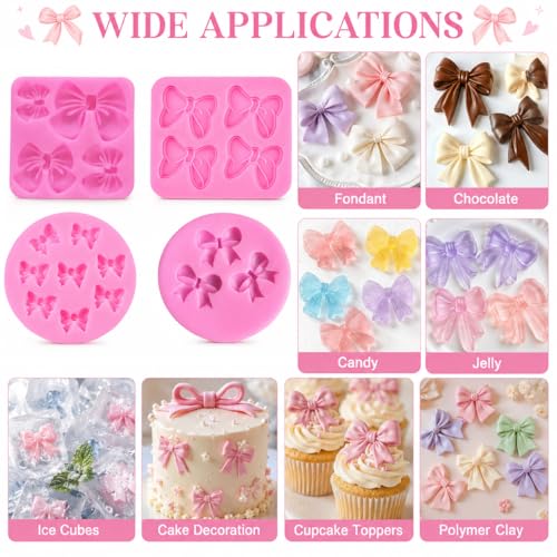 4 Pack Silicone Bow Molds for Cake Decorating and Candy Making