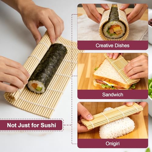 Bamboo Sushi Mats 2-Pack, 9.5-Inch Rolling Tool for Maki