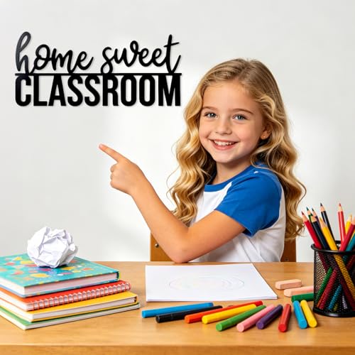Home Sweet Classroom Metal Wall Sign - 15.7x7.1 Inch Decor