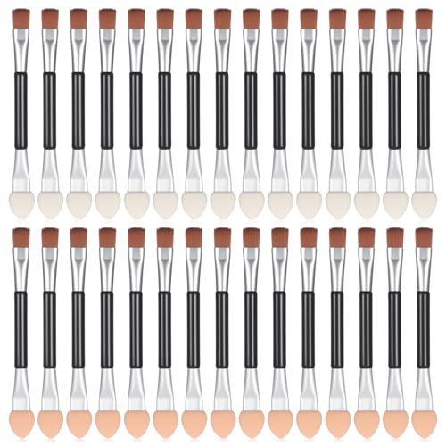 Tiesome 30Pcs 2-in-1 Eyeshadow Smudge Brush & Sponge Applicators