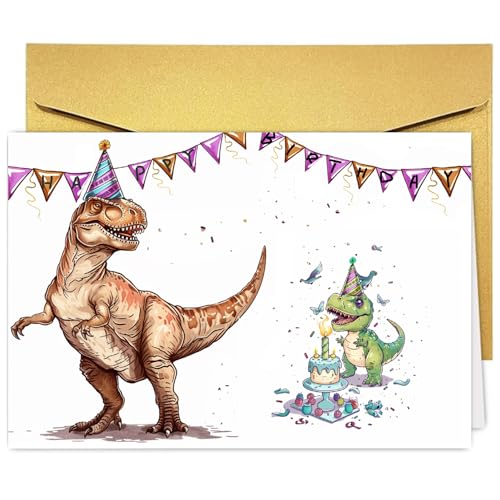 Cute Tyrannosaurus Birthday Card for Kids - Fun Dino Design