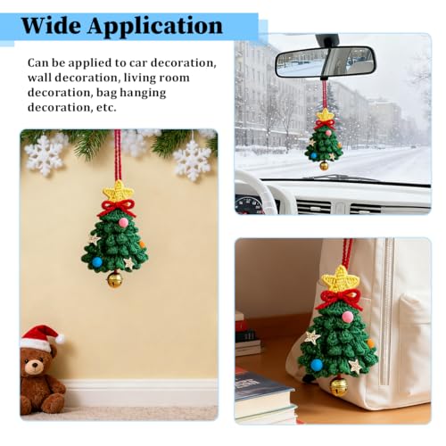 Handmade Crochet Christmas Tree Car Pendant - Universal Fit