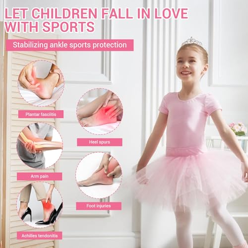 2 Pairs Kids Ankle Brace Set, Ankle Support Brace Knitted Ankle Sleeve Adjustable Wrap Support Ankle Sleeve for Sports Gymnastics Dance (Black, Small)