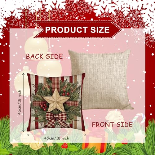 White Christmas Throw Pillow Covers Set of 4 - 18x18 Inch