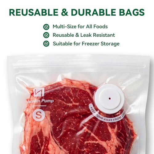 15-Pack Reusable Vacuum Seal Bags for Food Storage - L/M/S Sizes