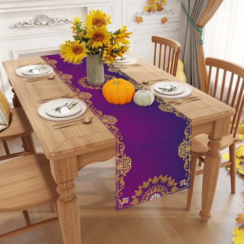 Diwali Table Runner - Indian Deepavali Decorations for Home Decor, 13 x 90 inches
