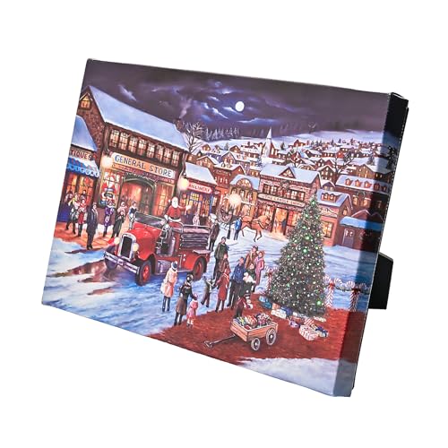 Lighted Fiber Optic Canvas Wall Art - Christmas Street Scene, 8x6 Inches - Variation S