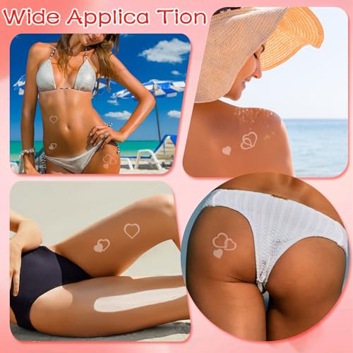 Ouligay 500 PCS Heart Tanning Bed Stickers Self-Adhesive Body Art Decals