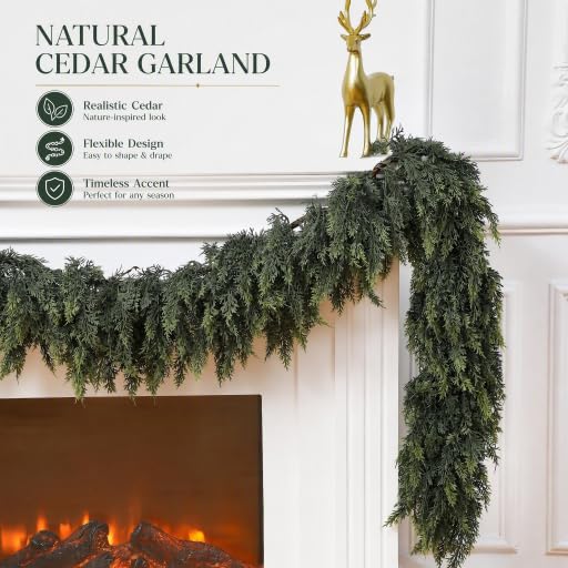 Artificial Cedar Christmas Garland Décor Gradient 9FT (1PC) - Quozzyllix