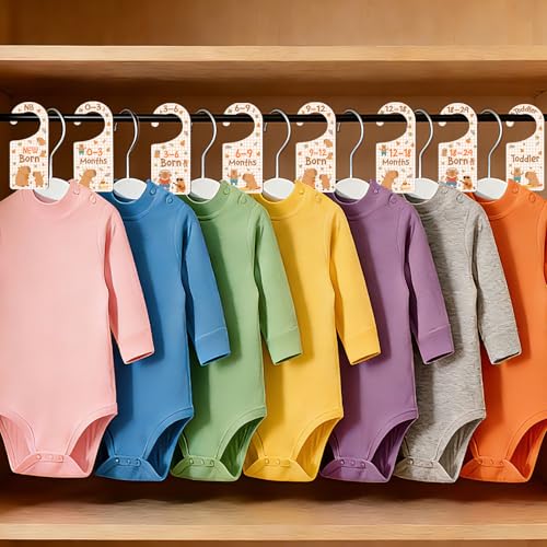 Capybara-Themed Baby Closet Dividers - 8PCS Wooden Organizer