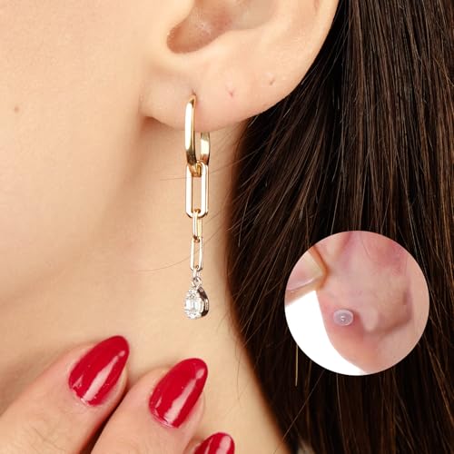 Tiesome 60 Pcs Piercing Discs Clear Silicone Pressure Pads for Bumps