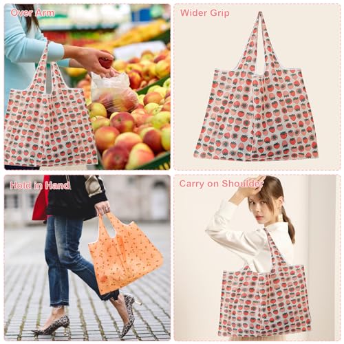 ZooviHyvi Extra Large 50lbs Foldable Reusable Grocery Bags - 2 Pack Pink