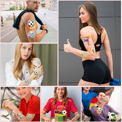 Gameza Watercolor Soccer Temporary Tattoos - 200+ Party Favors for Kids