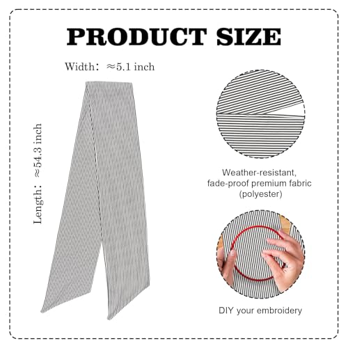 YKW Black and White Stripe Wreath Sash for Modern Decor