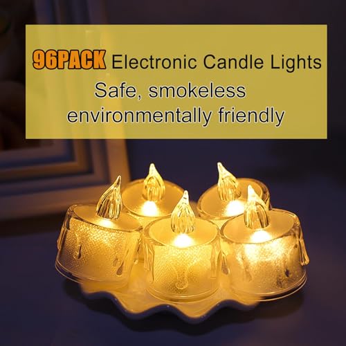 SupBri Flameless LED Tea Lights Candles Pack of 96 Drop Wax Shape