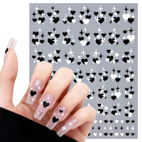 Valentine's Heart Nail Art Stickers - 4 Sheets 3D Self-Adhesive Love Decals