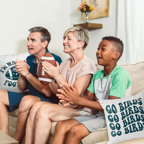 Football Throw Pillow Cover 18x18 Inch for Game Day Decor