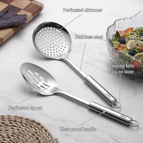 Berglander 2-Piece Stainless Steel Slotted Spoon and Skimmer Set, 13-Inch