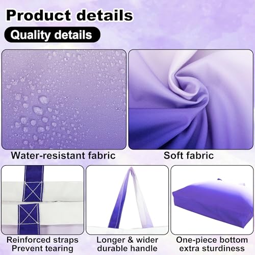 HOLYLUCK Gradient Purple Foldable 20L Reusable Tote Bag with Detachable Small Bag