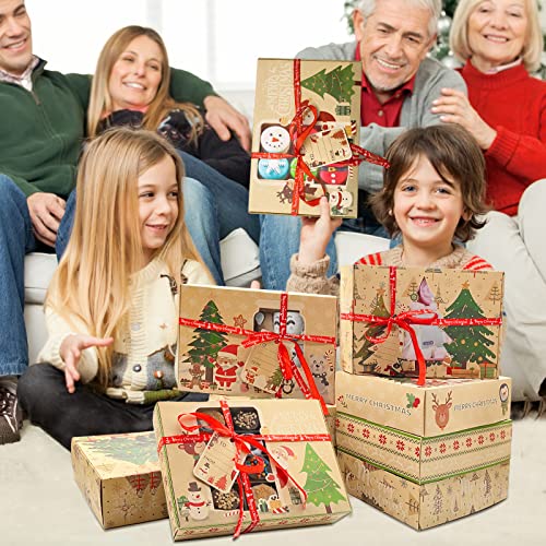 12 Pack Christmas Cookie Gift Boxes with Window and Ribbons - Small