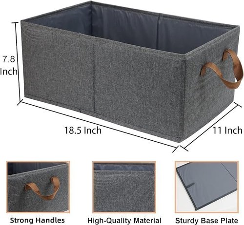 Fordonral Large Capacity Storage Bins - Sturdy Foldable Organizer for Clothing, Toys & Books | Pack of 3