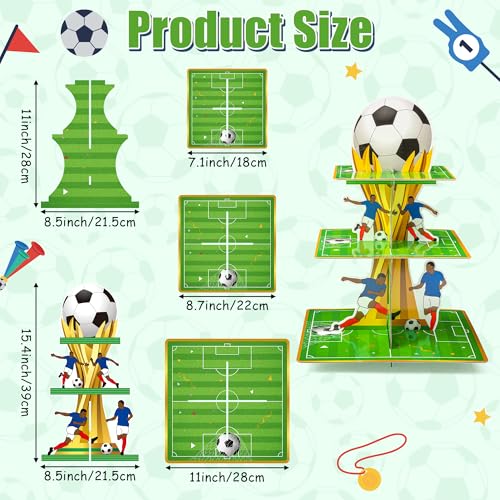 Soccer Cupcake Stand - 3 Tier Football Dessert Holder for Parties