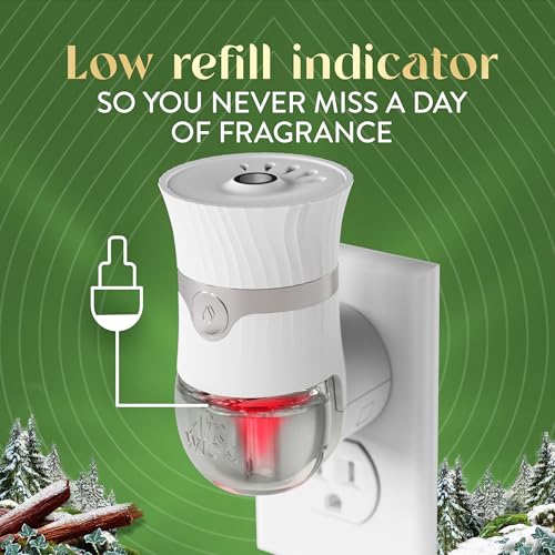 Air Wick Vibrant Plug in Scented Oil Refill, Infused with Essential Oils, Plug in Air Fresheners for Home, Winter Woods & Frosted Ivy, 5 ct