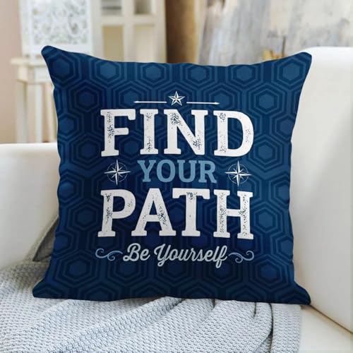 Cosovia 18x18 Inch Blue Nautical Quote Throw Pillow Covers, Set of 4